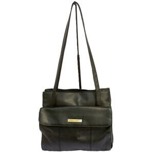 Vintage Y2K Purse JACLYN SMITH  Black Leather Shoulder Bag Handbag 3 Compartment